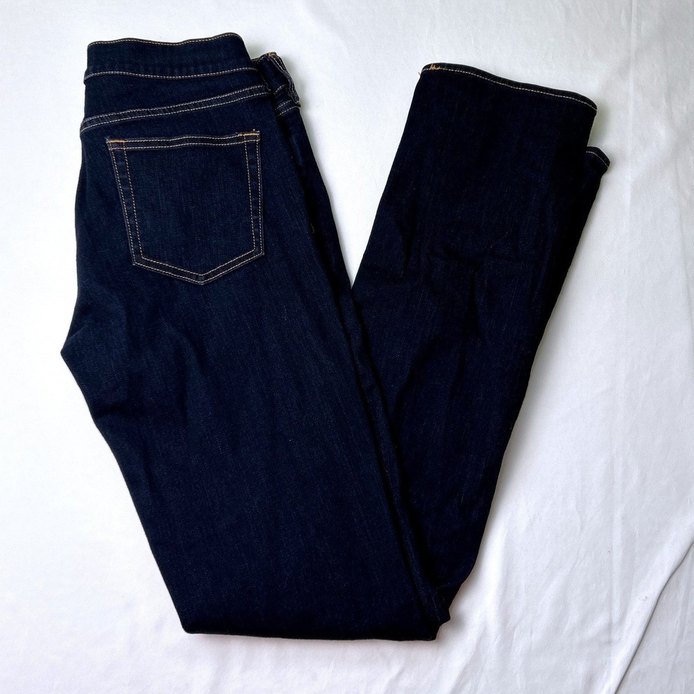 J.Crew Women Low Rise Slim Straight Leg Jeans Dark Wash Size 27/4 Stretch Denim